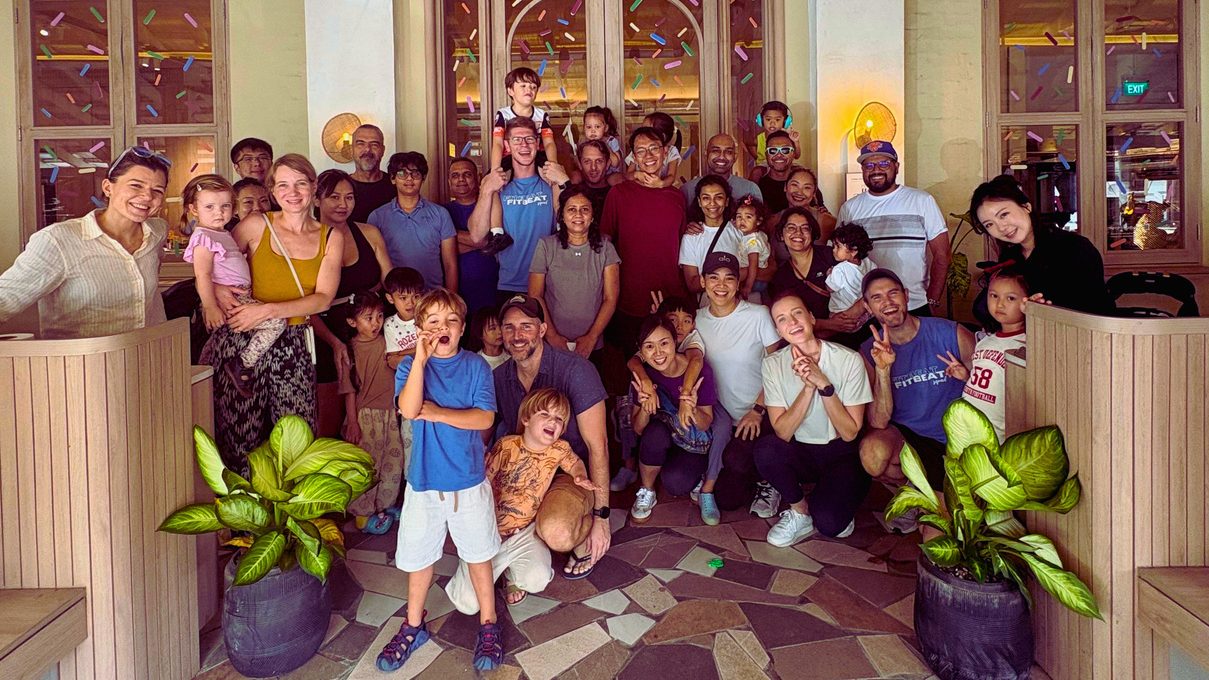 FitBeat members, coaches and their families gathered at a family day in Singapore