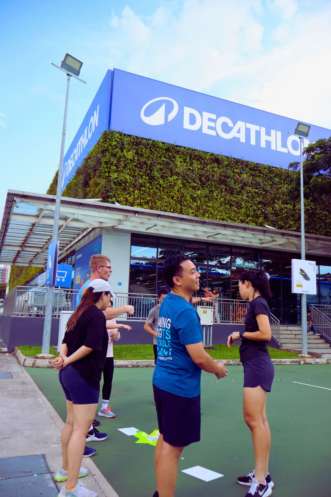 A FitBeat session running outside a Decathlon store in Singapore