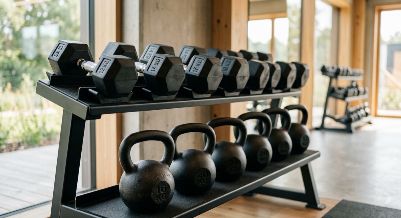 Gym dumbbells close up