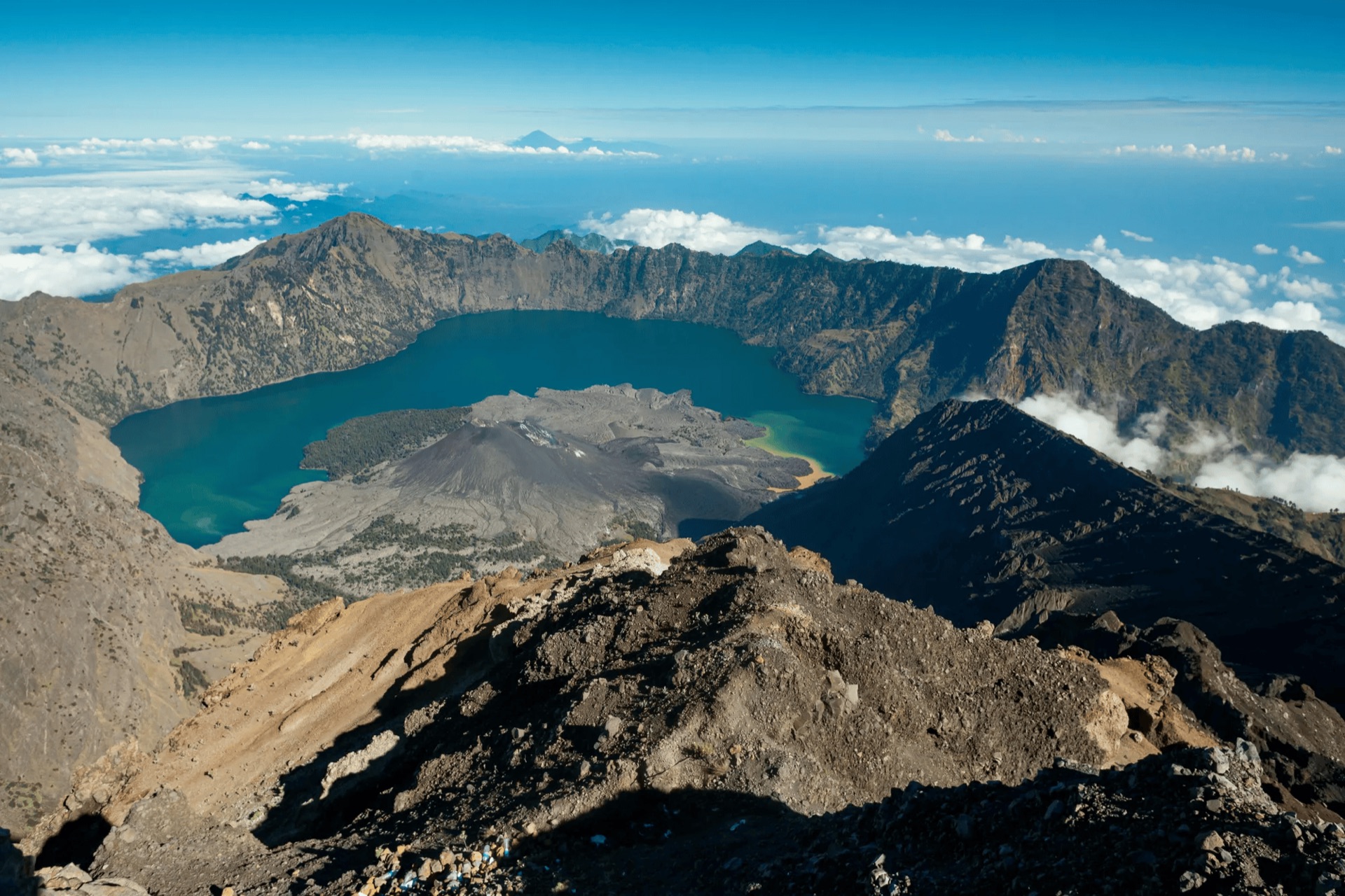 The summit ridge of Mount Rinjani above the clouds