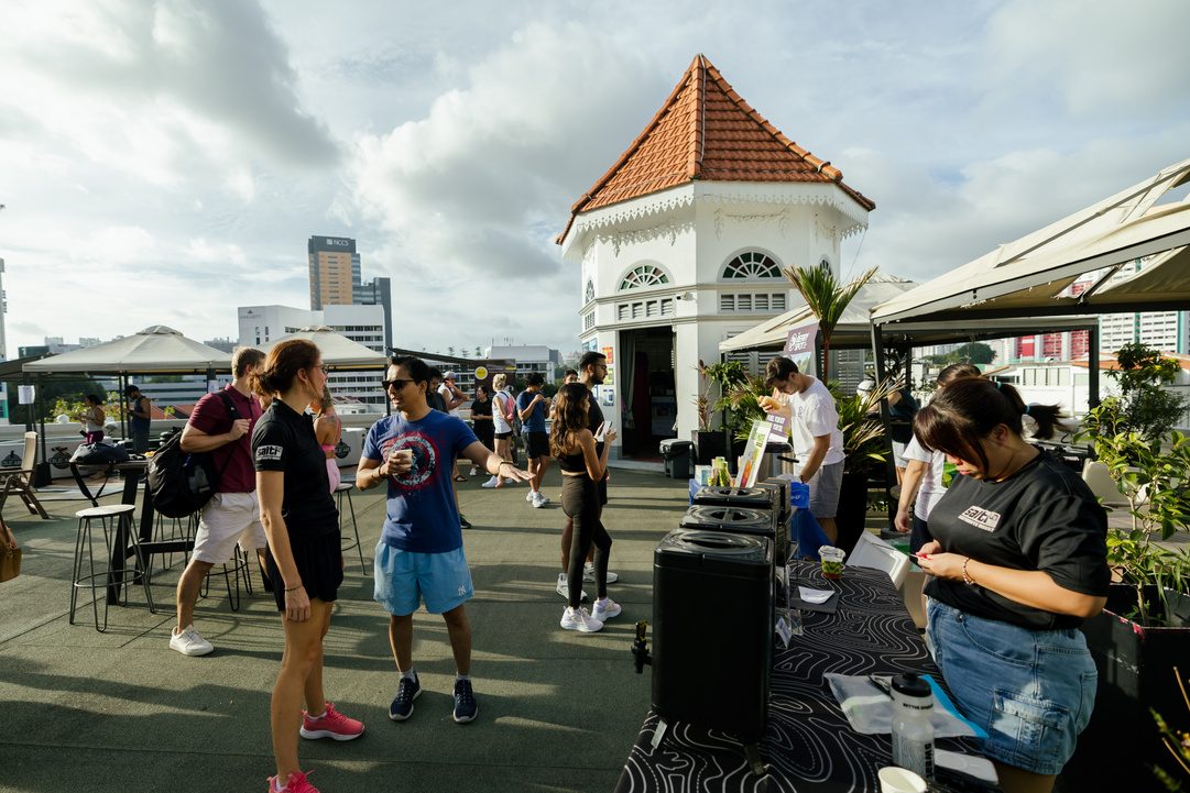 Partner stalls around the rooftop pavilion at The Working Capitol